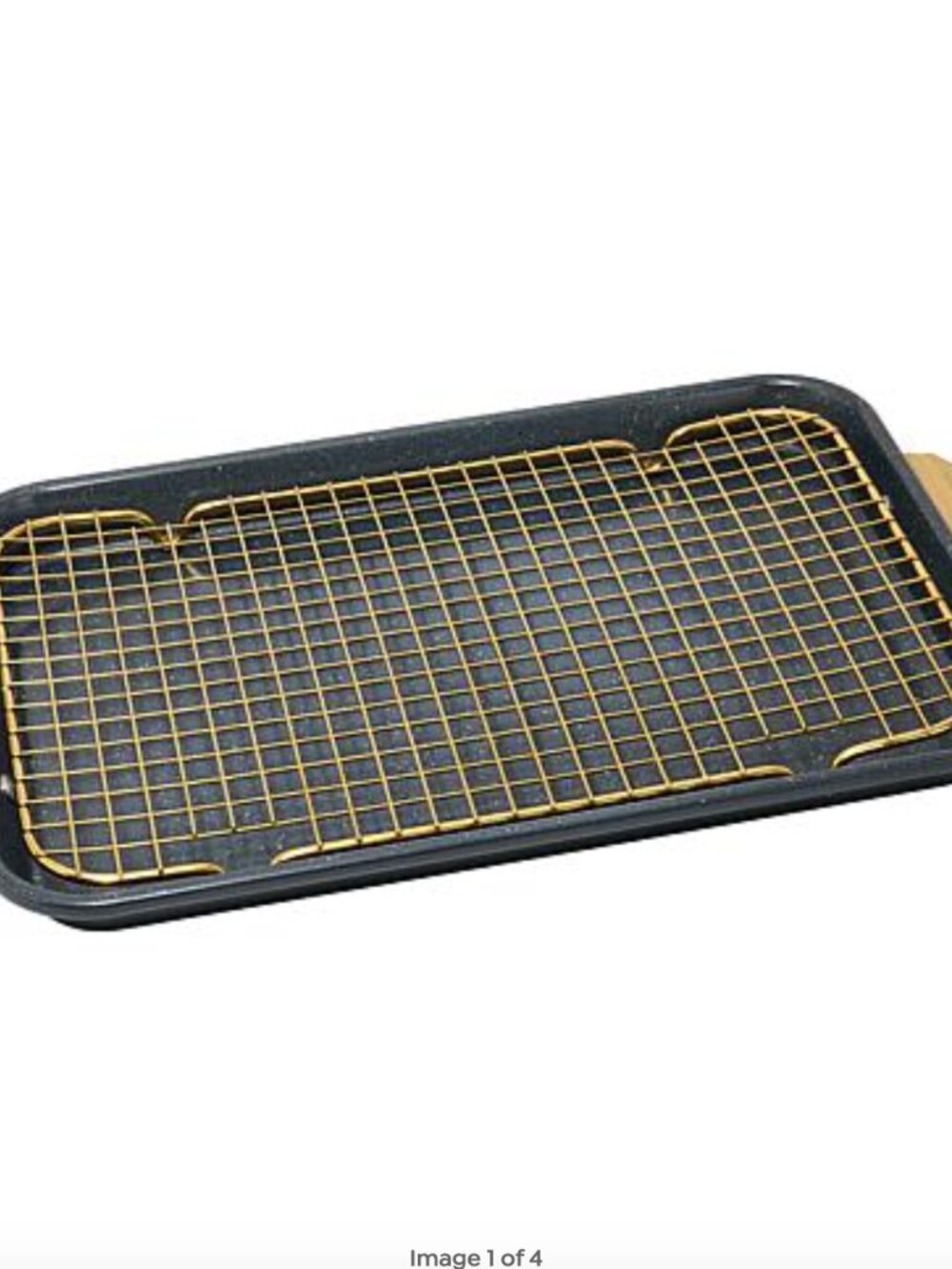 Curtis Stone 9" x 13" Nonstick Sheet Pan w/Goldtone Handles & Rack—Dark Gray New